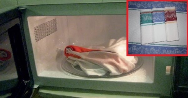 Как отстирать кухонные полотенца с помощью микроволновки. Стали словно вчера купленные!