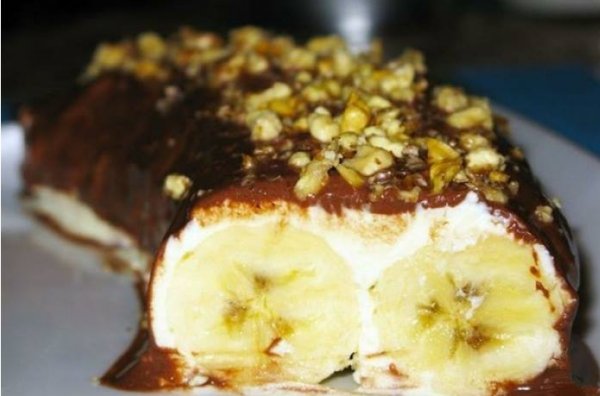 Классный и простой десерт: Банан под шубой