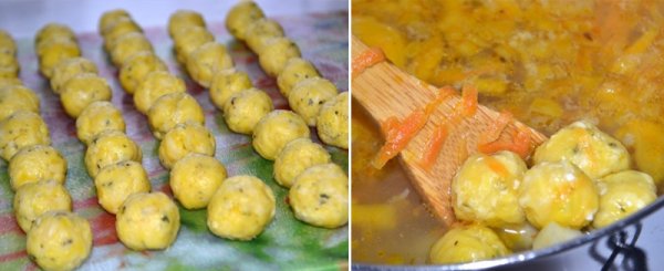 Рецепт овощного супа с сырными шариками